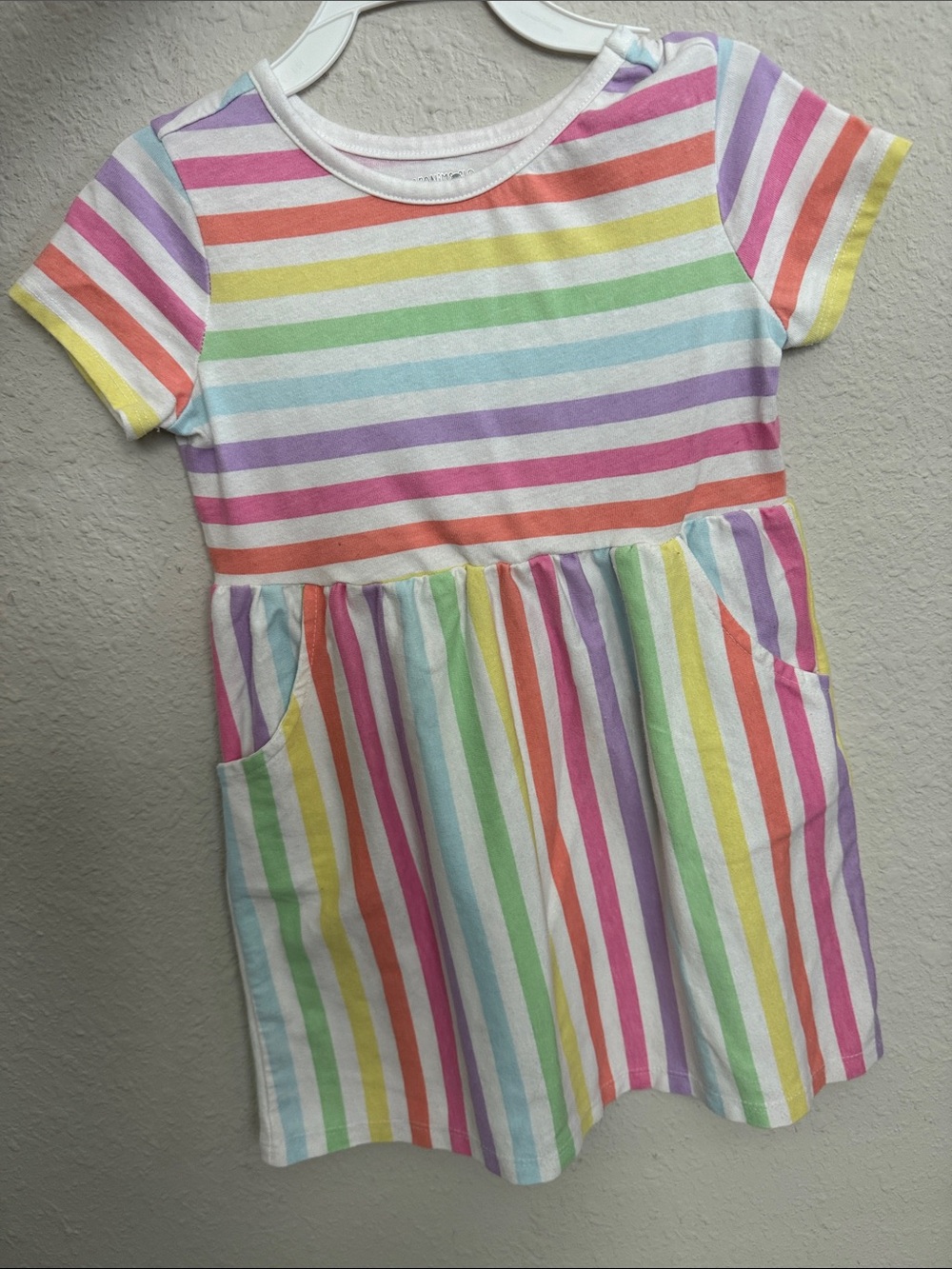 Girls' Rainbow Stripe Short Sleeve Dress